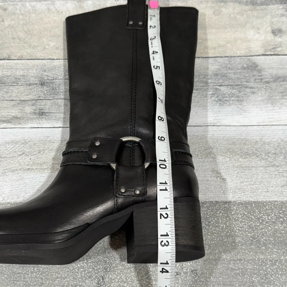 free people Anok Harness Moto Boots in Black Distressed Leather - Sz - 7.5 - Picture 12 of 13